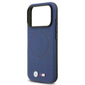 Чехол BMW на iPhone 17 Pro Max, с магнитами MagSafe, из экокожи PU Full Wrapped, темно-синий