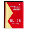 Аккумулятор BL-5B для Nokia 5140, 5300, 5320, N80, N83, 6120C, 7360, 3220, 3230, 5070, N83, N90, 3.7V, 750mAh.