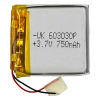 Аккумулятор UK 603030P, универсальный, 6x30x30 mm, Li-Ion, 750mAh, 3.7V, 2 Pin