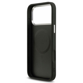 Чехол Guess с MagSafe для iPhone 17 Pro Max, зернистая кожа PU Triangle metal logo & Camera, черный