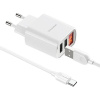 Зарядное устройство BOROFONE BA58A Mighty 2*USB 2.4A, дисплей, Type-C